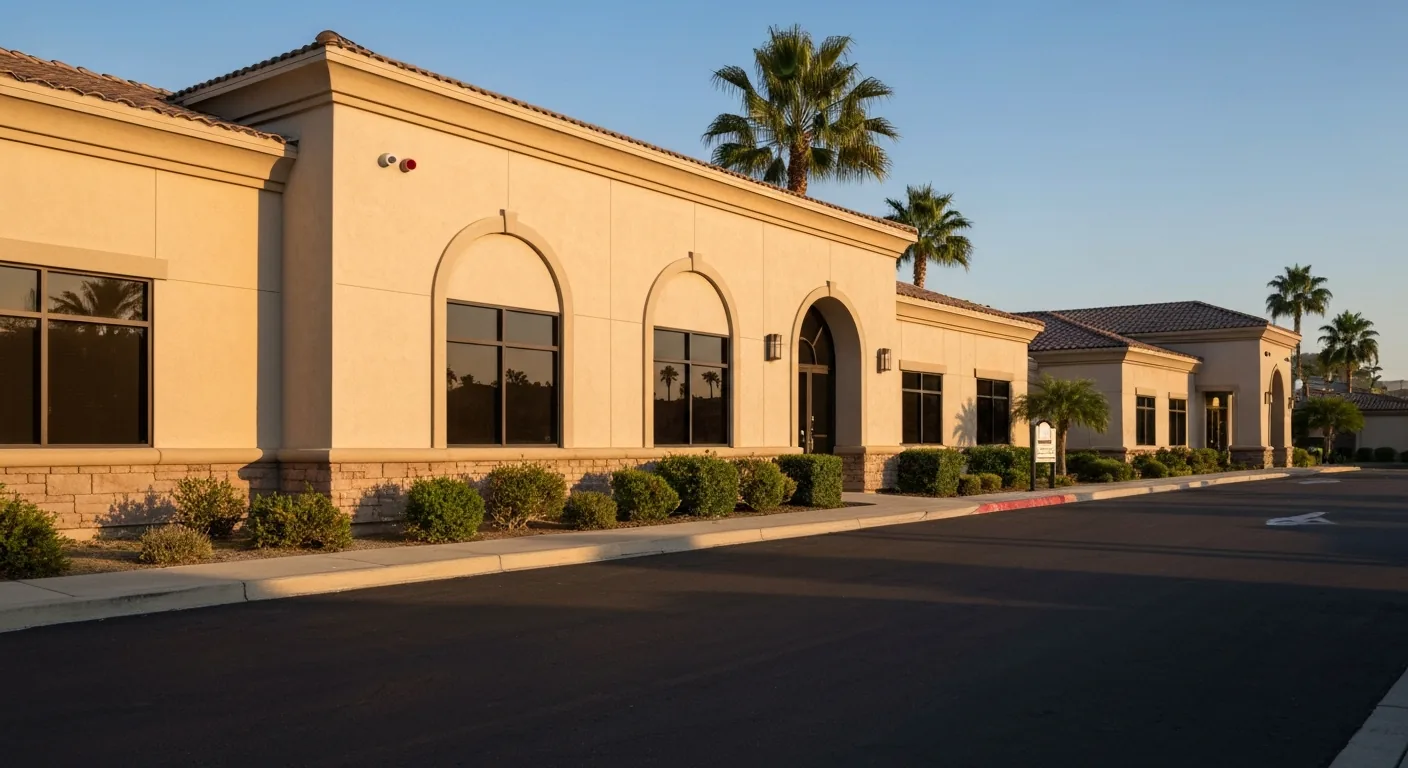 Professional Southern California office exterior at sunset